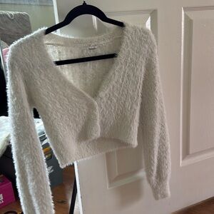Fuzzy white sweater top Garage